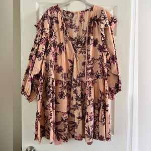 Free People Flowered Ruffled Dress in Large